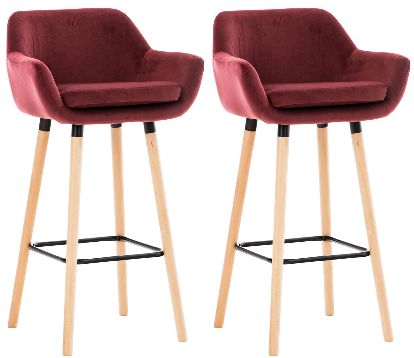 Set de 2 scaune de bar din catifea Grant