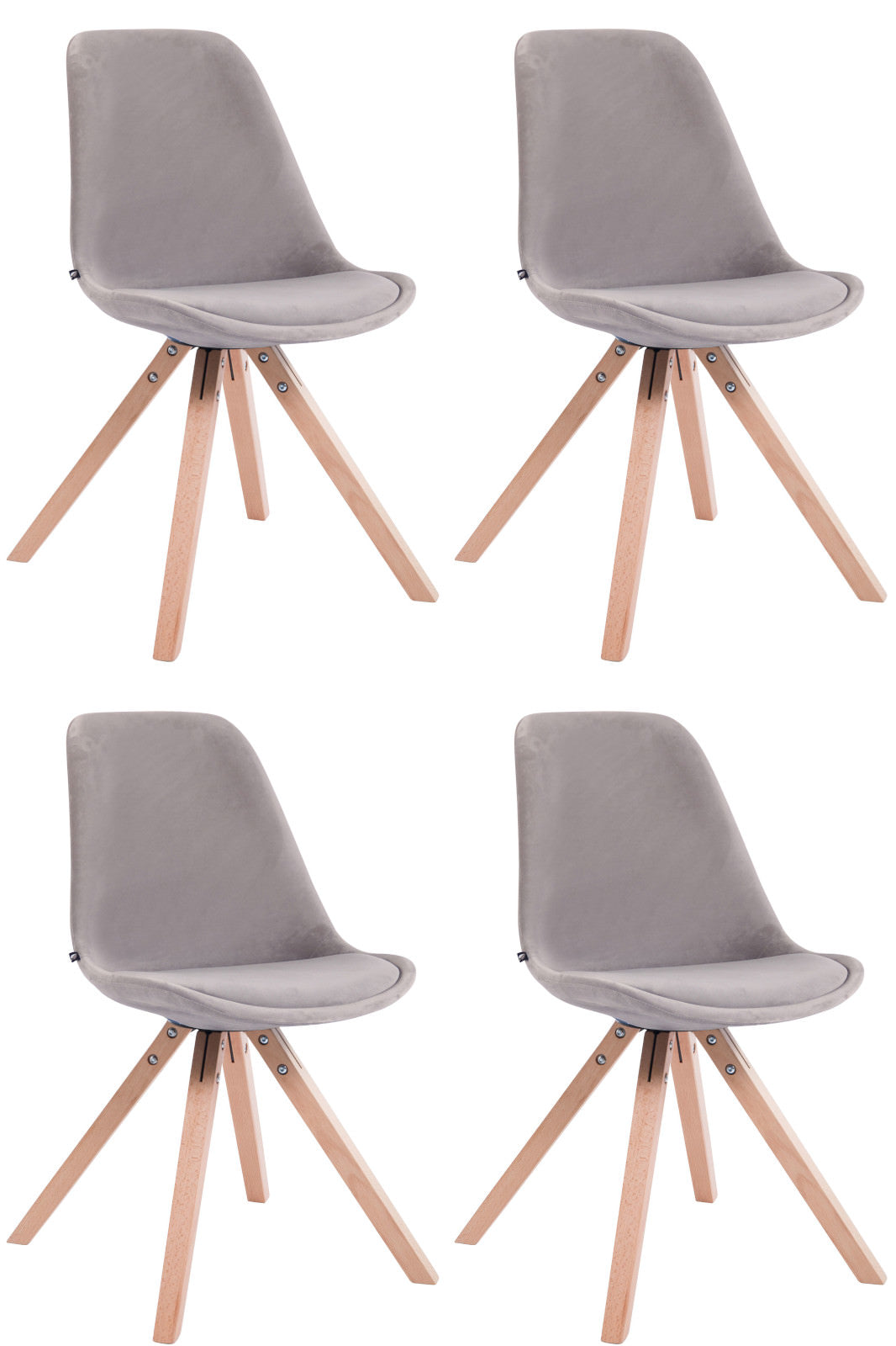 Set de 4 scaune Toulouse catifea pătrat