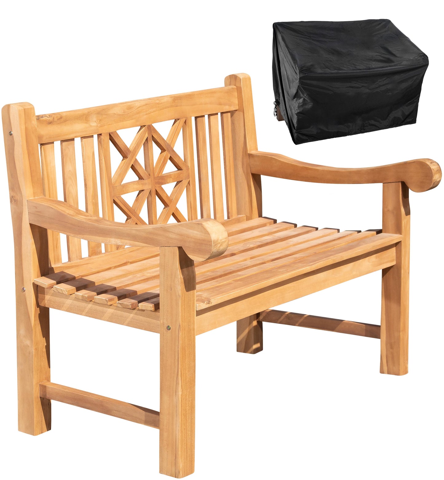 Bancă din tec 120 cm cu capac