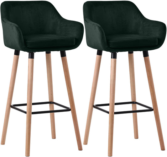 Set de 2 scaune de bar din catifea Grant