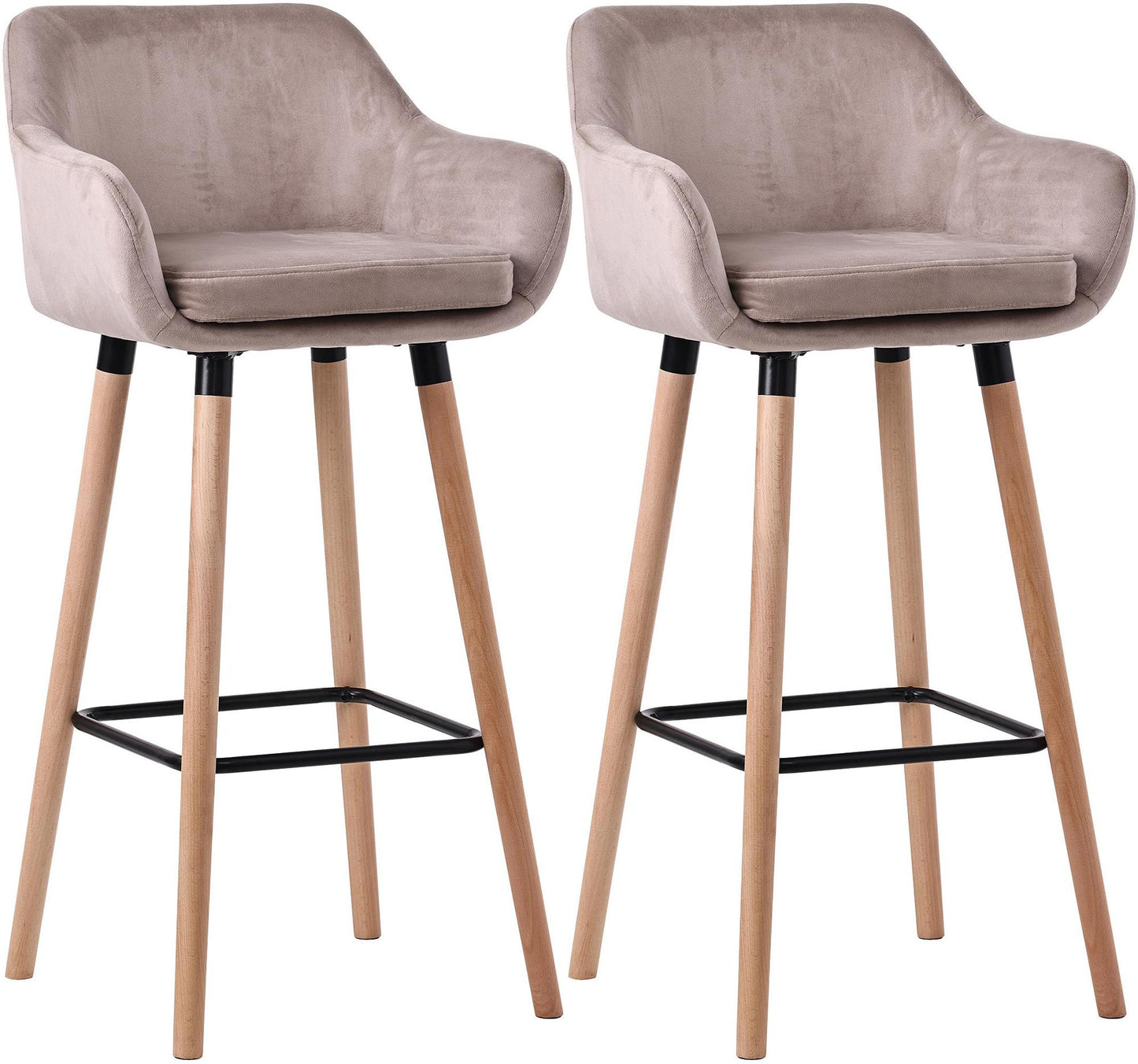 Set de 2 scaune de bar din catifea Grant